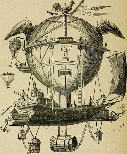 Illustration of a fantastical air balloon. 