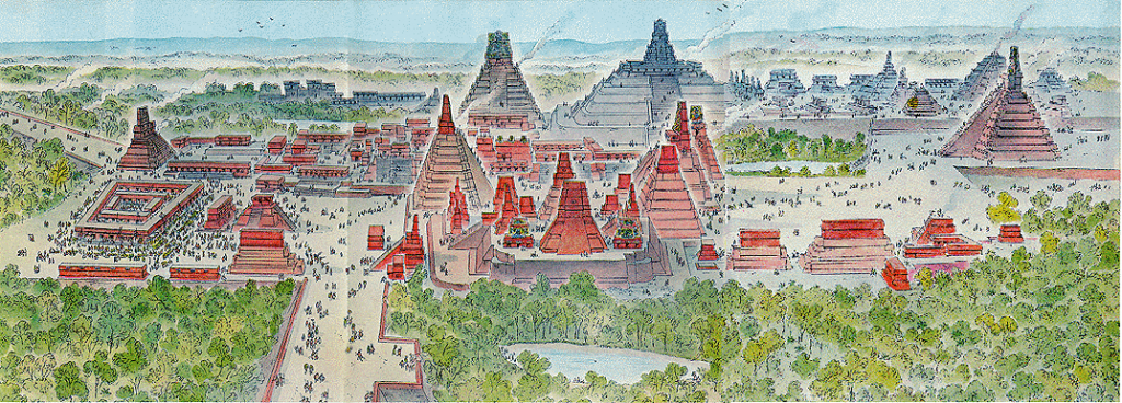 Illustration of Aztec city of Tollan