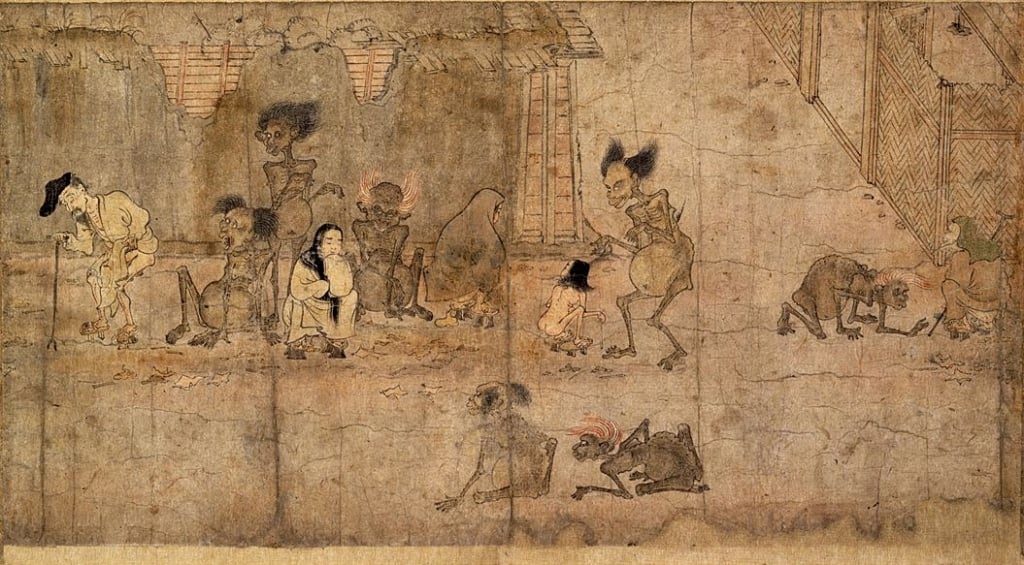 Painting of ghosts visiting the people of Japan