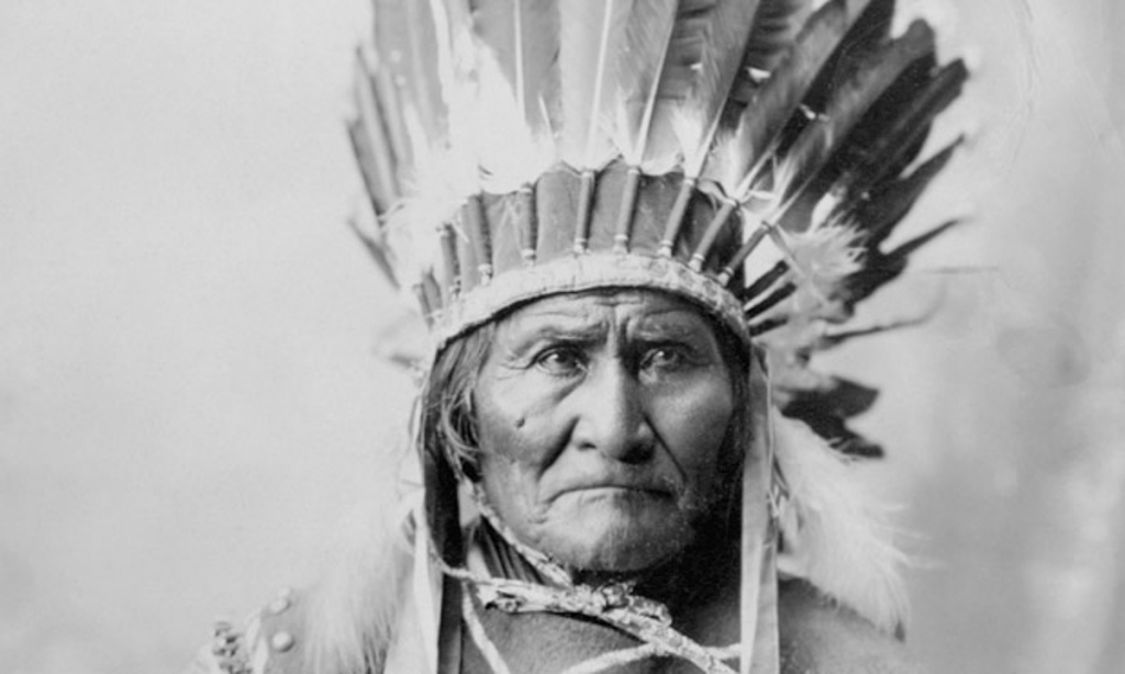 Geronimo in traditional native american garb