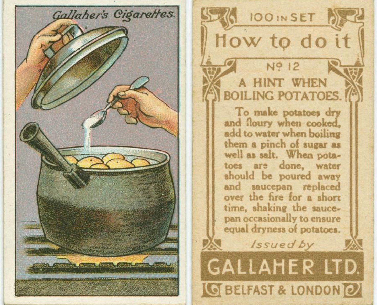 drawing of potatoes being boiled with written instructions 