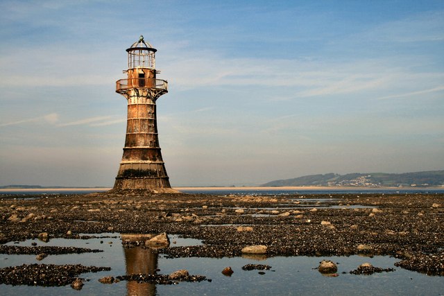 Whiteford lighthouse at low tide 