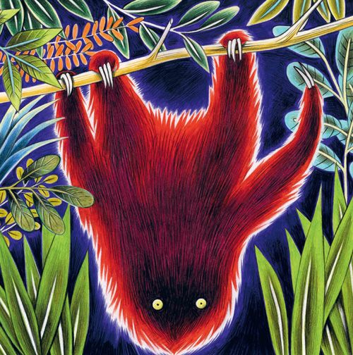 Colourful illustration of a red Mapinguari