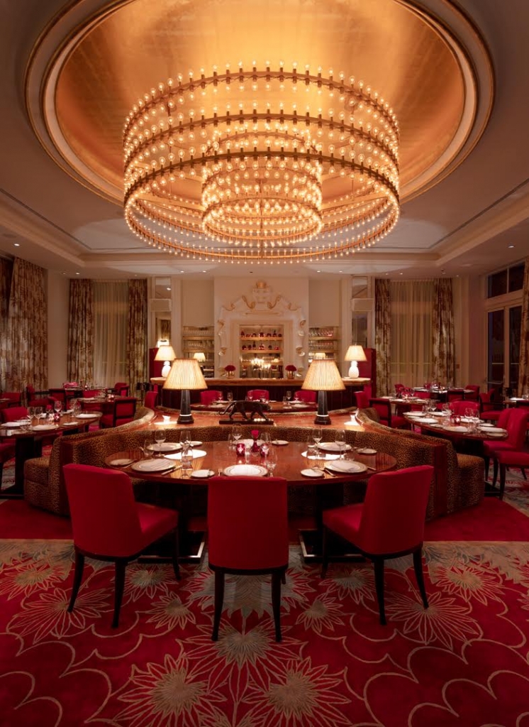 Chandelier in Faena dining room 