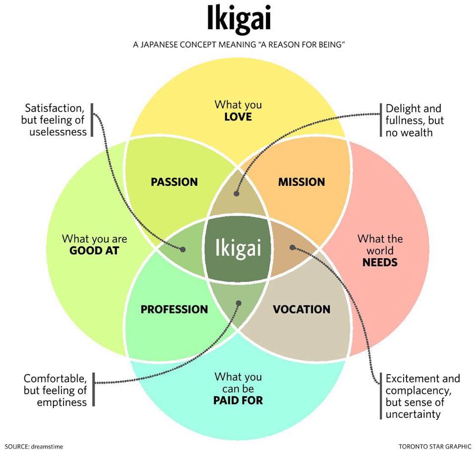 Diagram explaining the concept of Ikigai