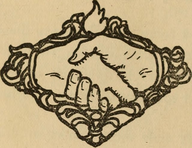 Polynesian drawing of two hands clasped.