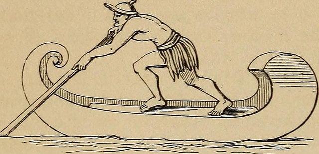Illustration of ancient Greek canoe
