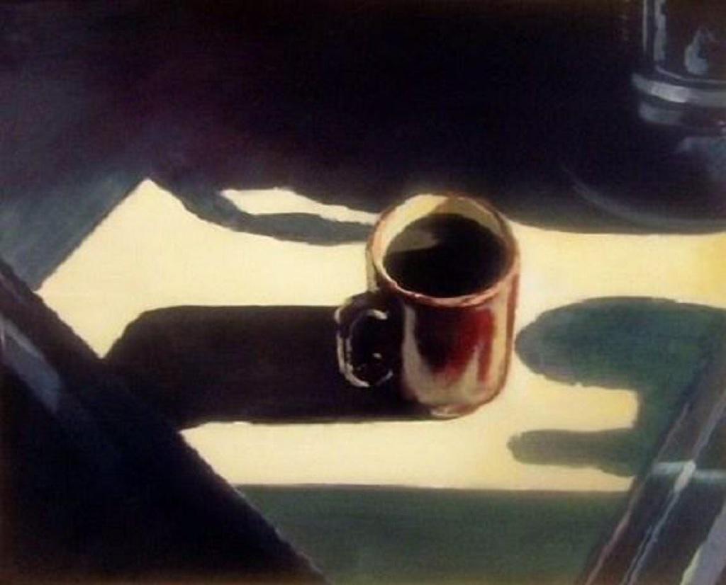 painting of a cup of coffee in the sunlight