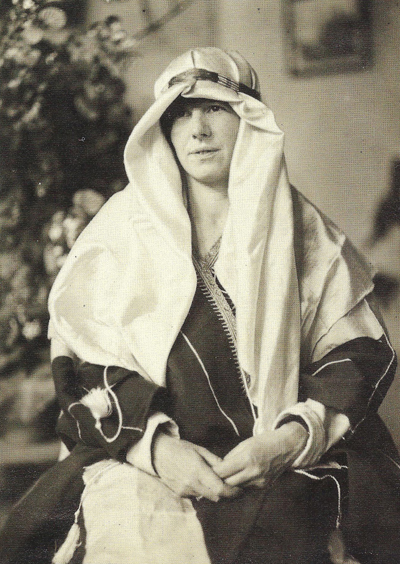 English explorer Freya Stark in Middle Eastern garb.