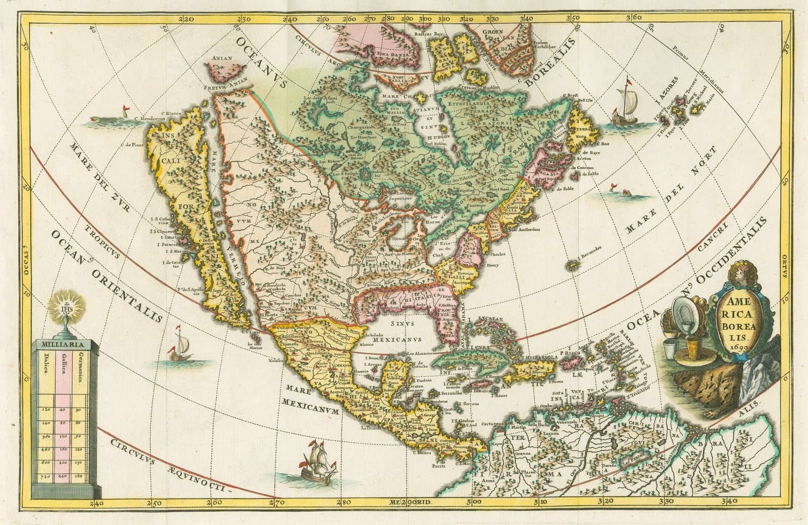 18th century map of the Americas
