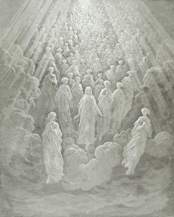 Sketch of angels in heaven.
