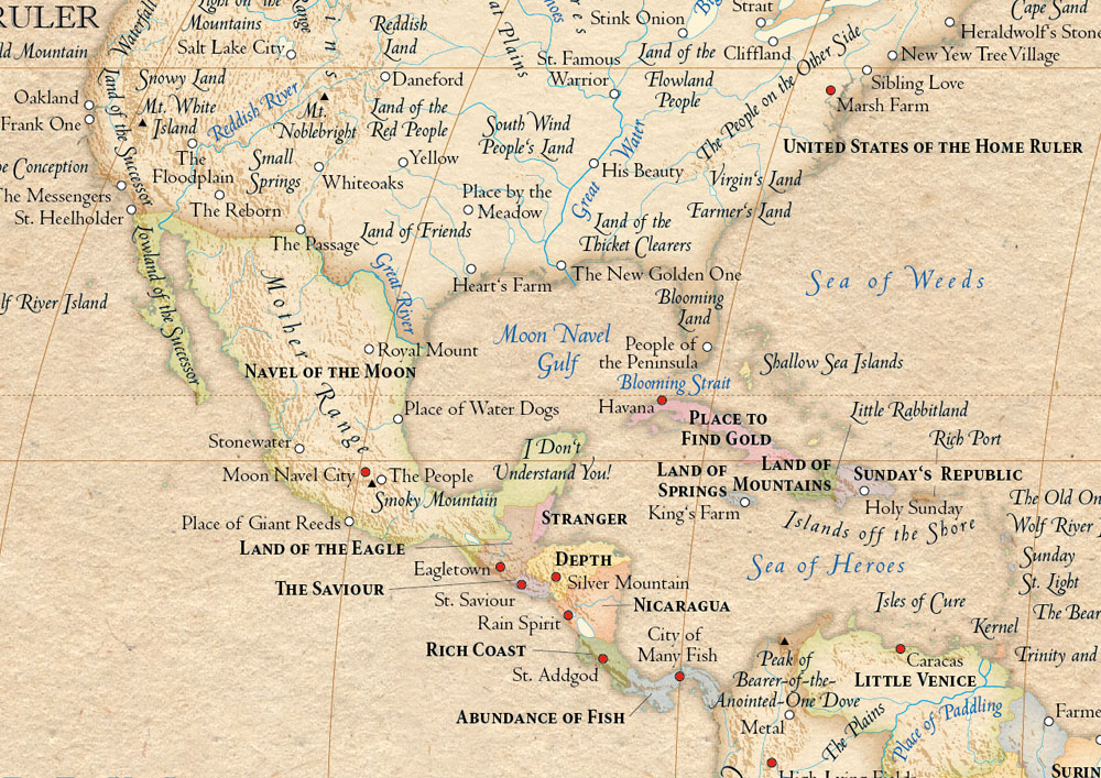 map of Central America and Caribbean with indigenous place names 