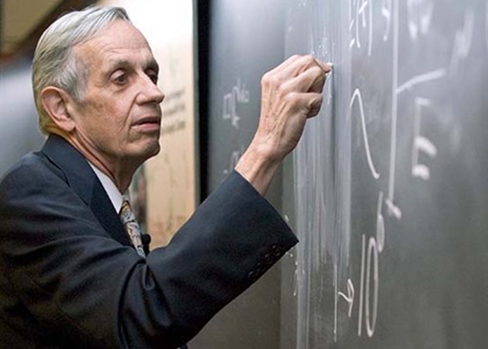 John Nash at chalkboard 