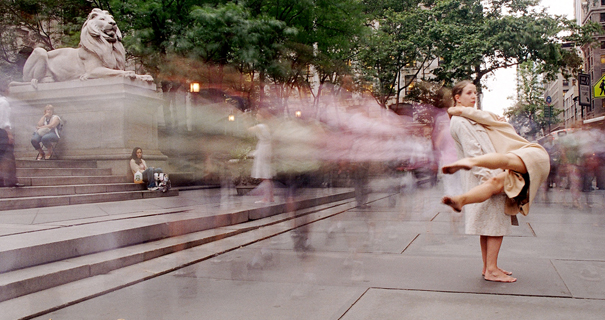 dancing on the sidewalk