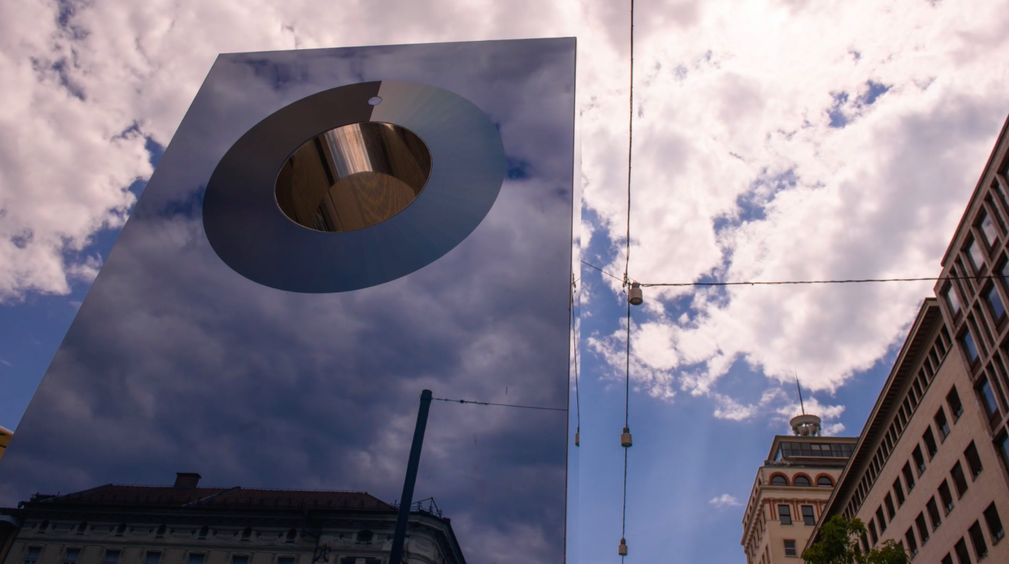 cyanometer against a cloudy sky