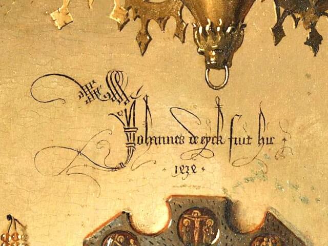 Jan van Eyck's signature on a painting