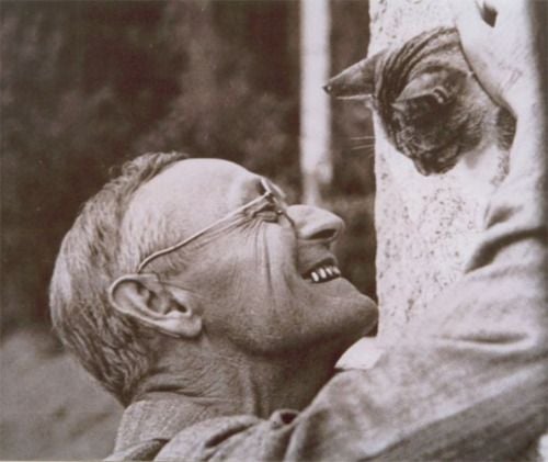 Herman Hesse and his cat
