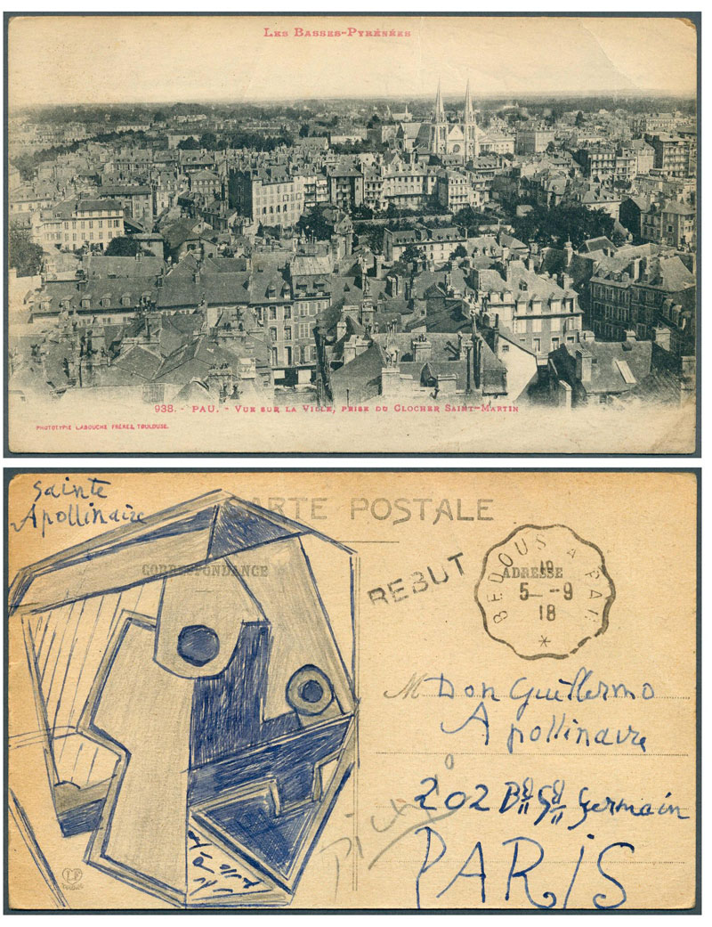 Postcard with sketch by Pablo Picasso