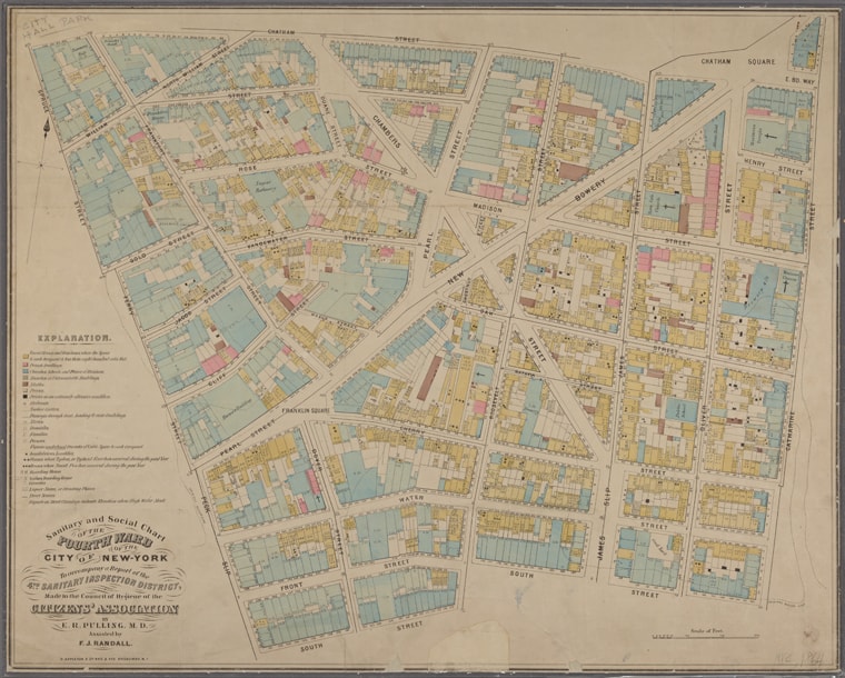 Old map of a New York Neighbourhood showing property lines