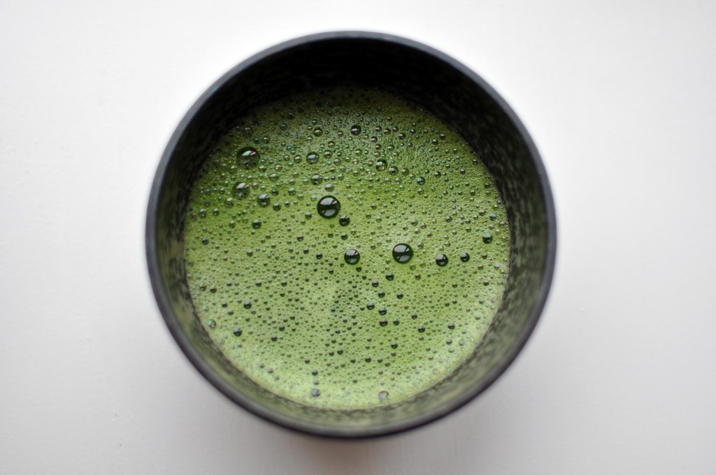 Bowl of frothy matcha.