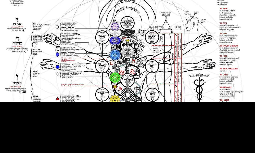 Da Vinci's Vitruvian Man with occult symbols