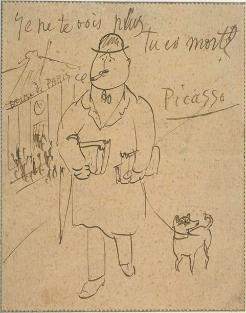 Postcard with sketch by Pablo Picasso