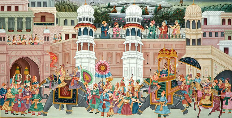 Painting of a Rajput procession 
