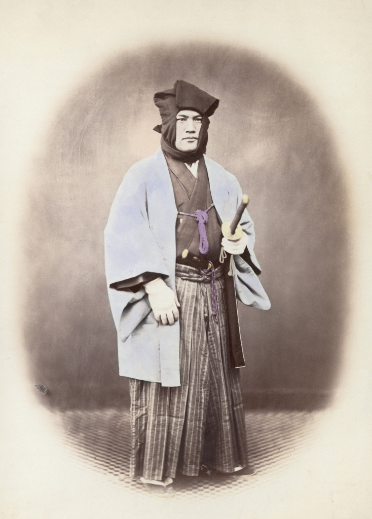 Hand-painted photograph of a Japanese samurai