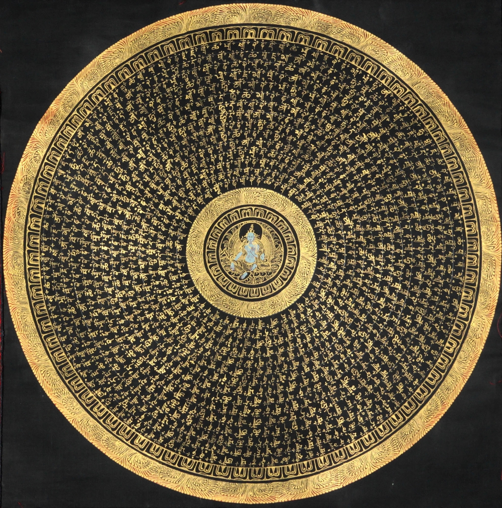 Gold and black mandala with Buddah at the centre