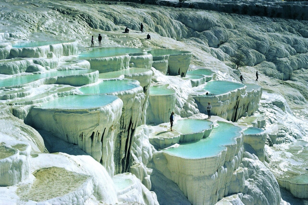 Beautiful pale blue limestone pools