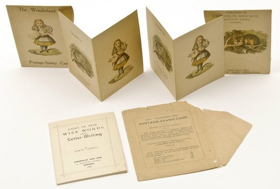 Vintage Alice in Wonderland cards with postage stamp envelopes