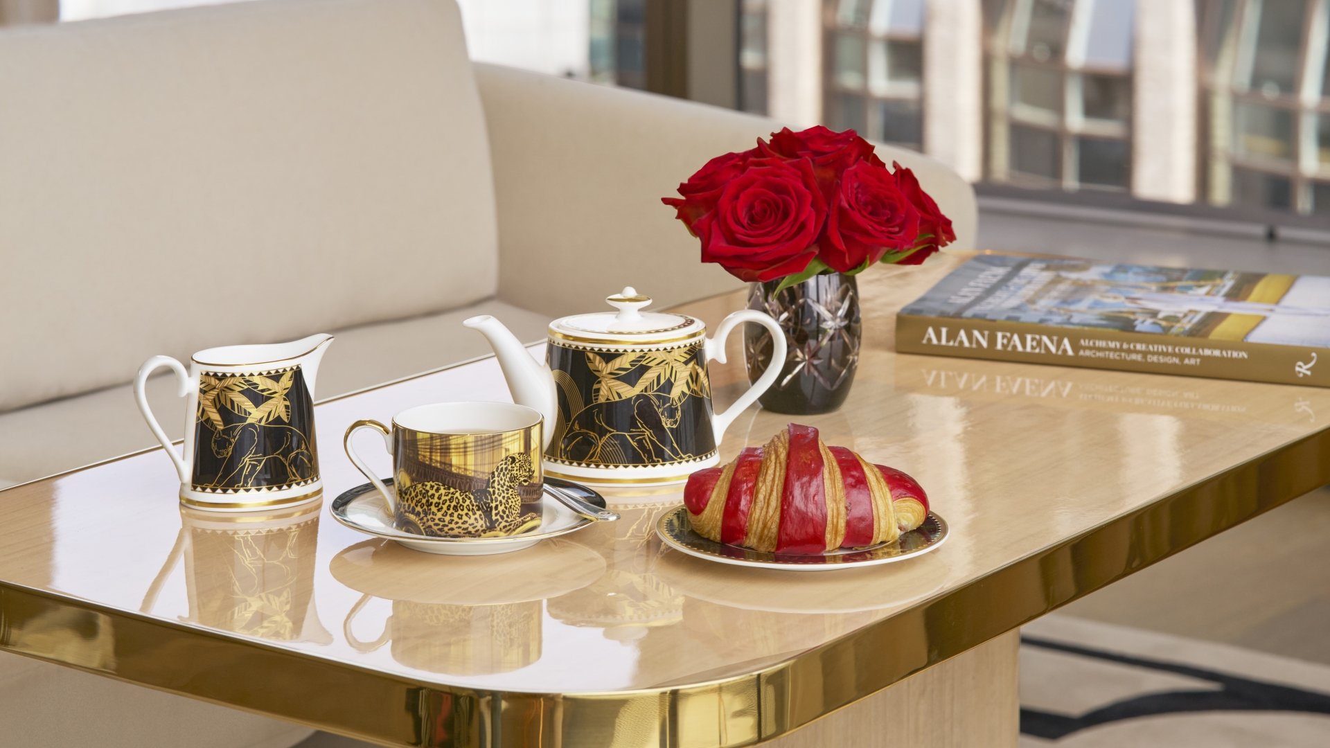 Tea on light coffee table     
