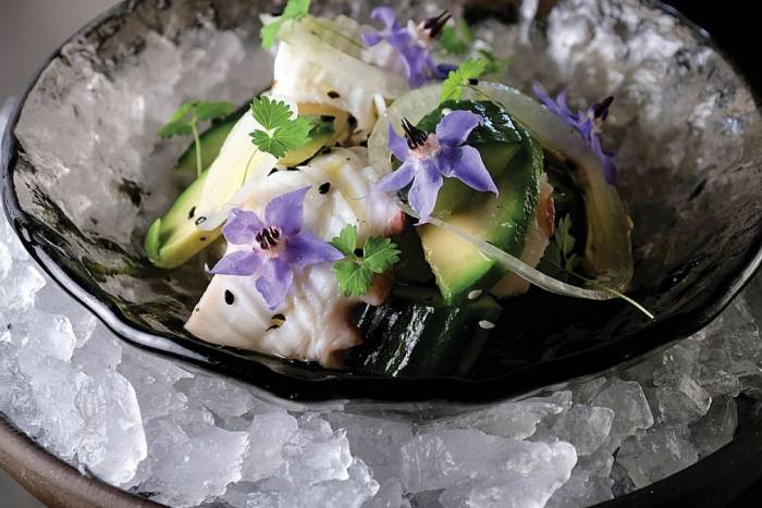 salad over a bowl of ice