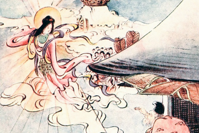 A painting of a Japanese angel