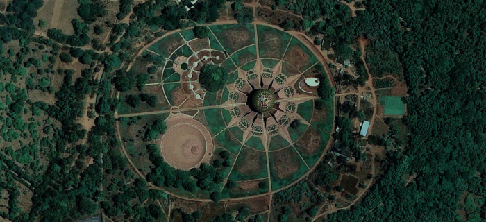 Overhead shot of Auroville in Southern India