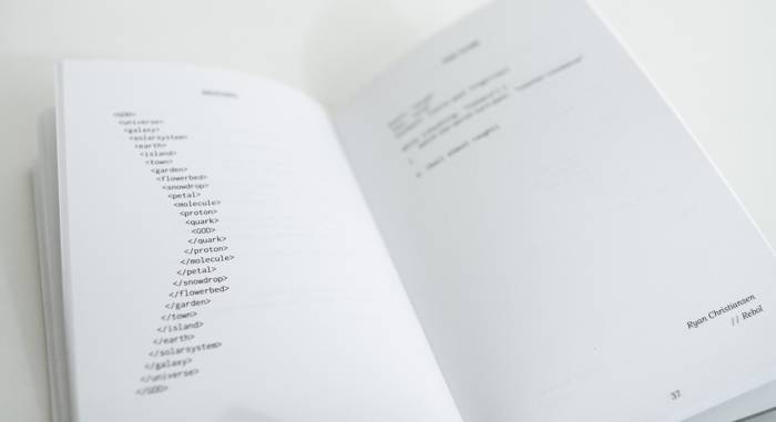 Poetry printed with words of code