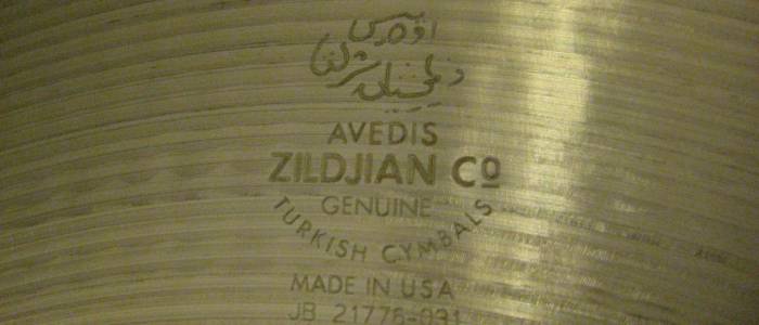 Closeup of Zildjian cymbal.