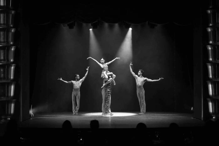 ballet hispanico four dancers on stage