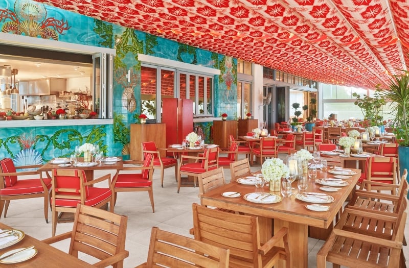 Outdoor dining area at Los Fuegos