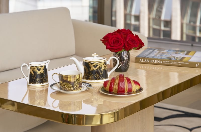 Tea on light coffee table     