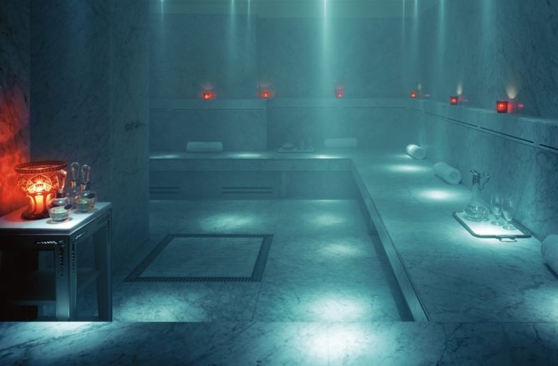 hammam spa sauna with candles lit