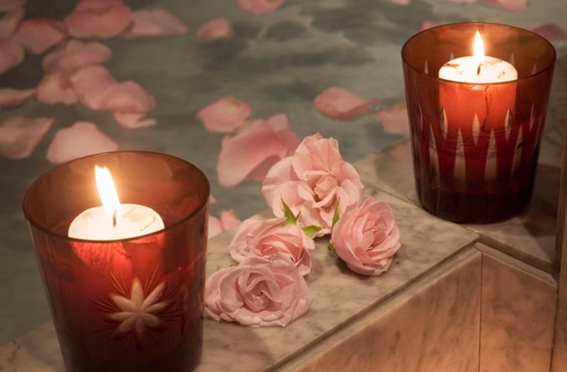 Faena Spa candles and flowers