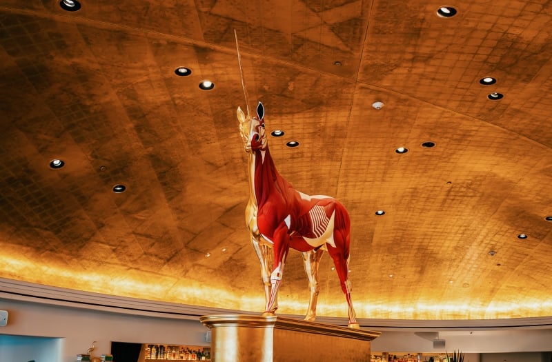 Pao Unicorn sculpture in the dining area