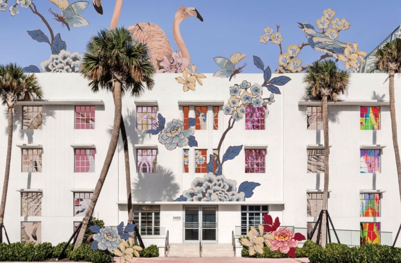 Faena Bazaar with flower and bird collage