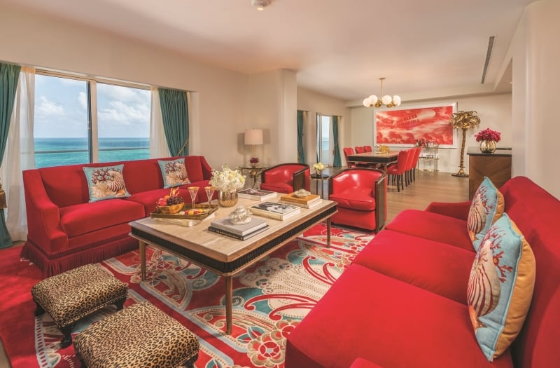 living room in hotel suite