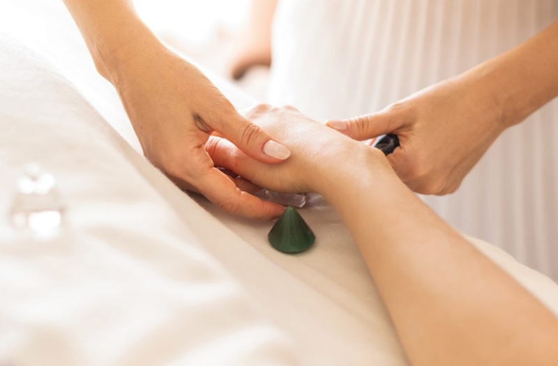 Woman getting hand massage