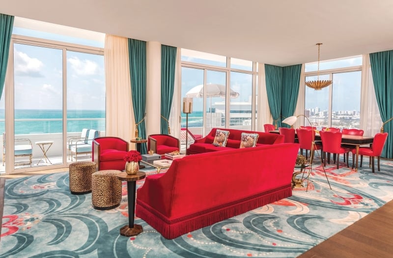 living room in hotel suite