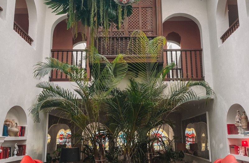 Bohemian hotel atrium