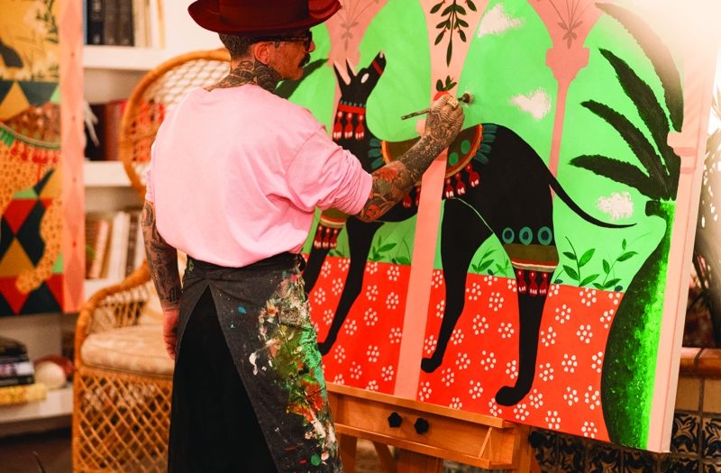 Alessandro Florio painting at Casa Faena