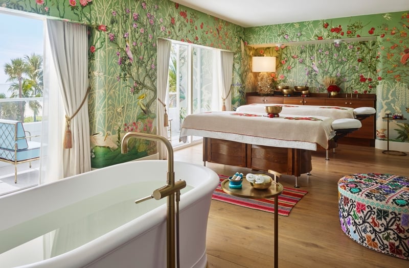 Faena spa couples room with bathtub